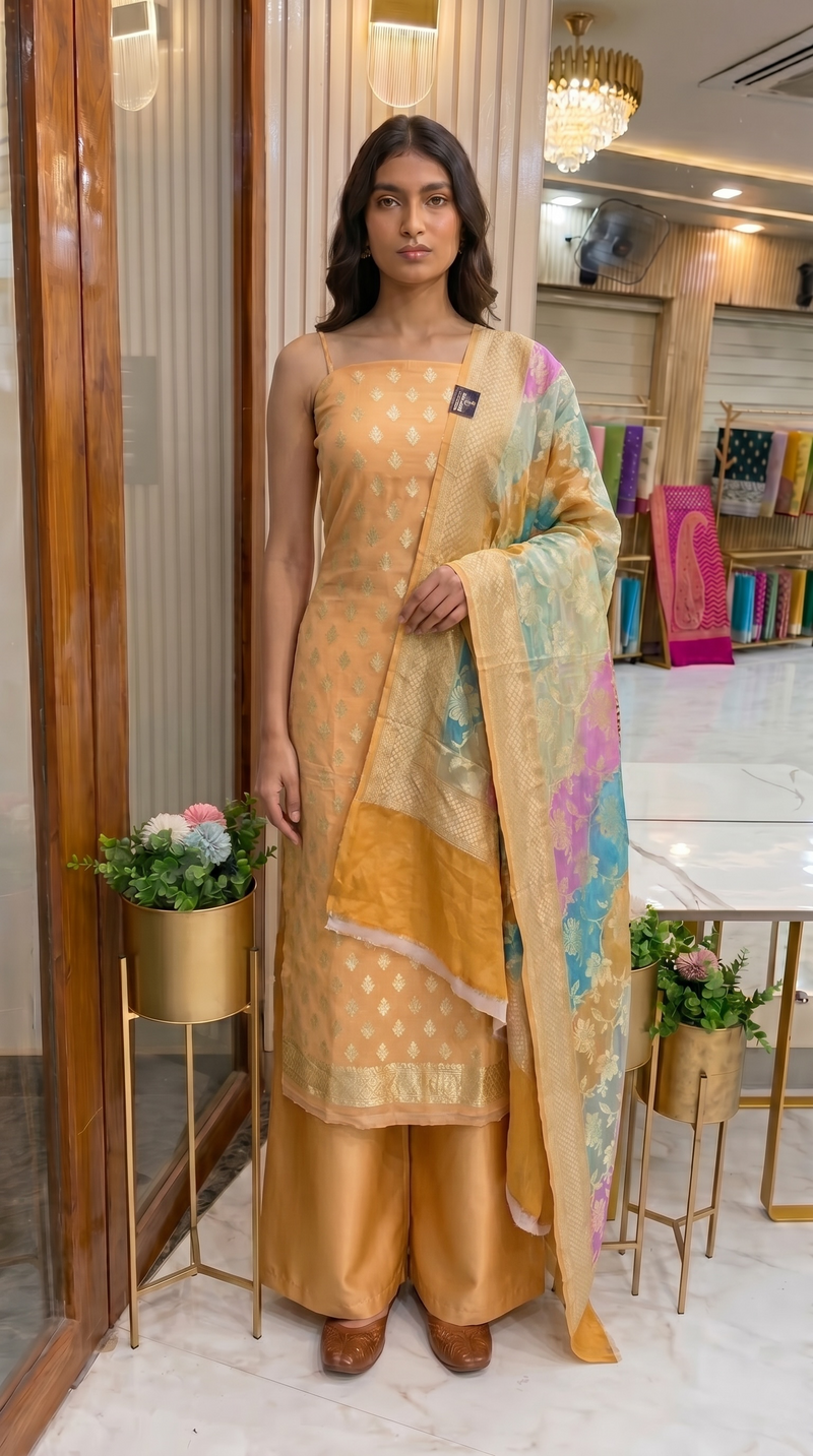 Pure Khaddi Georgette Banarasi Dress material