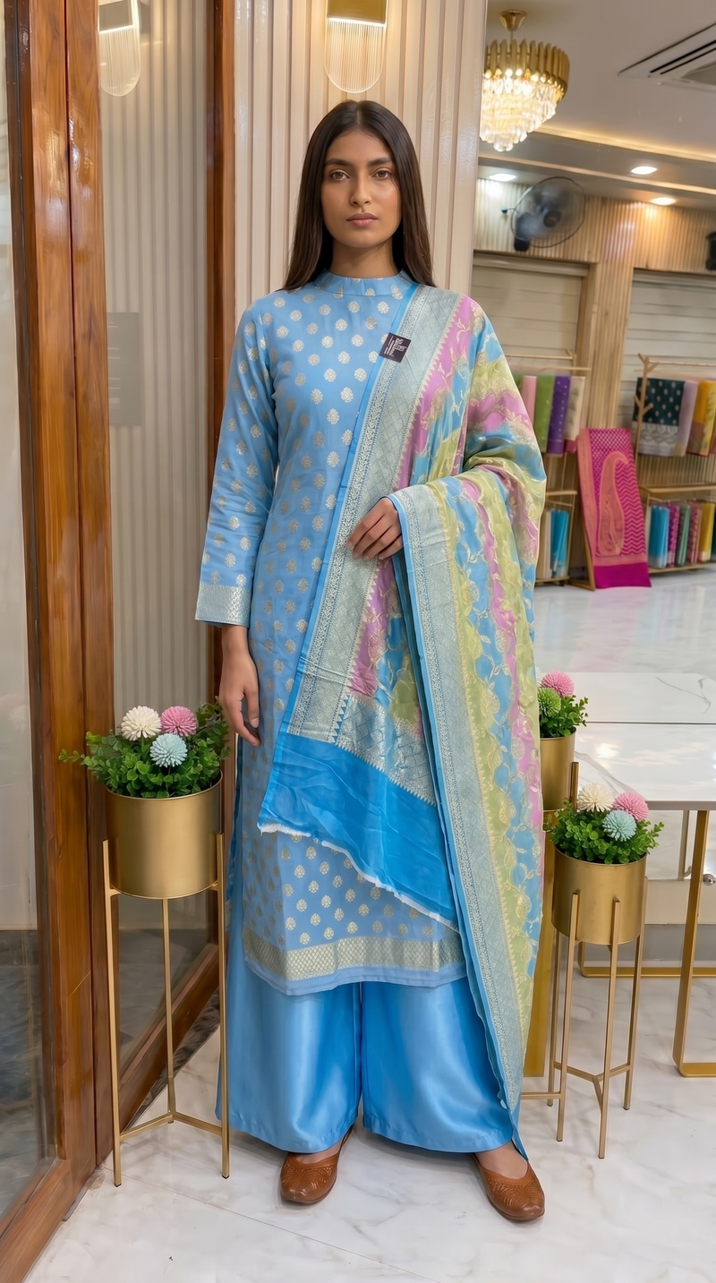 Pure Khaddi Georgette Banarasi Dress material