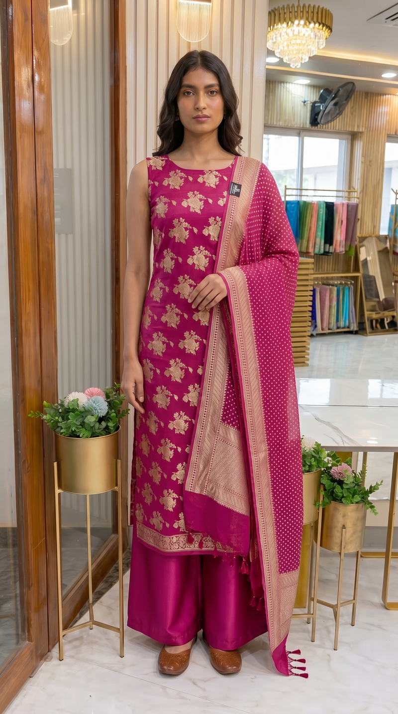 Pure Khaddi Georgette Banarasi Dress material