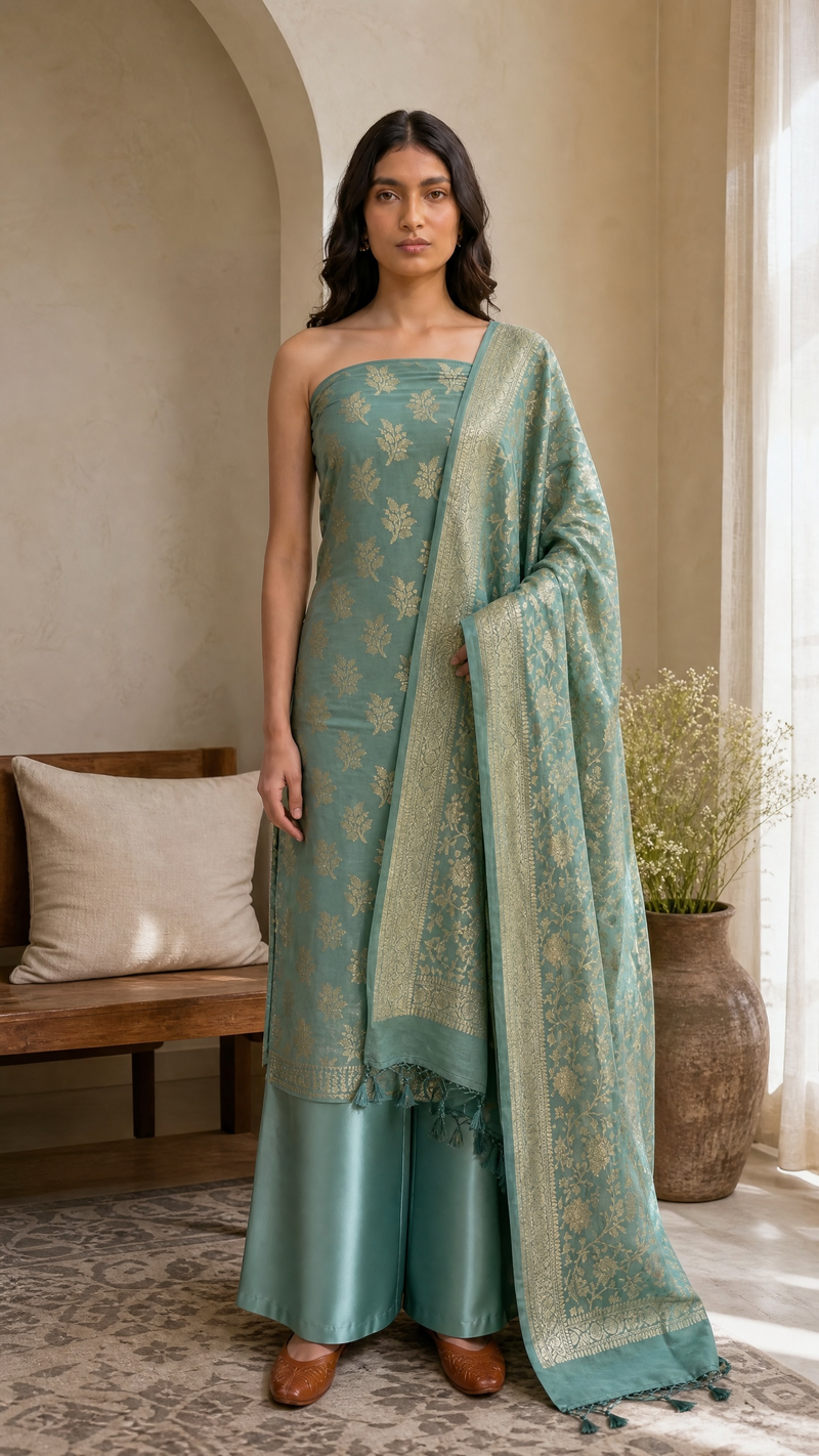 Khaddi Georgette Handlooms Banarasi Dress material