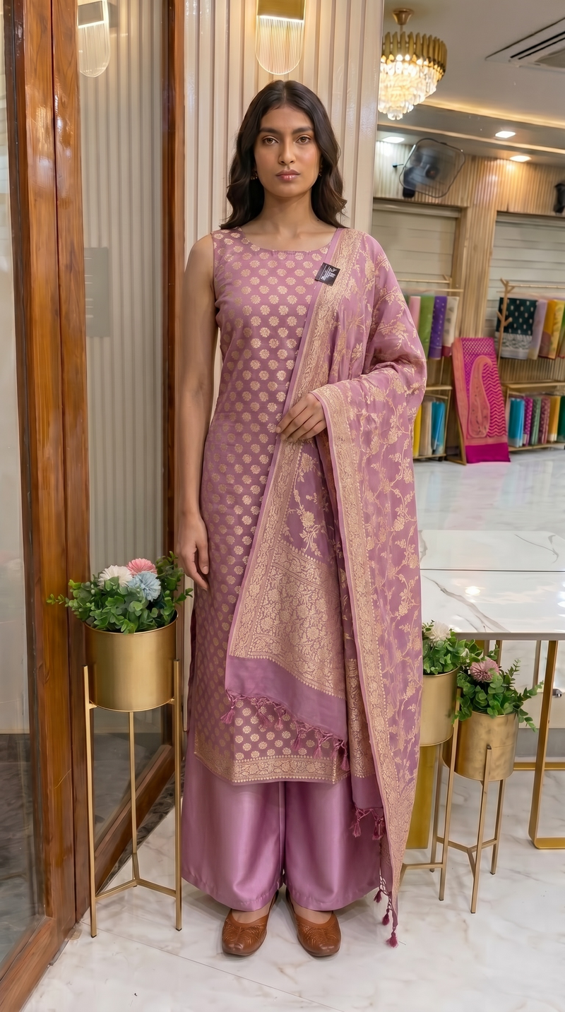 Khaddi Georgette Handlooms Banarasi Dress material
