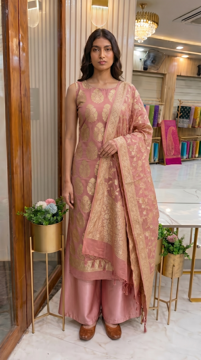 Khaddi Georgette Handlooms Banarasi Dress material