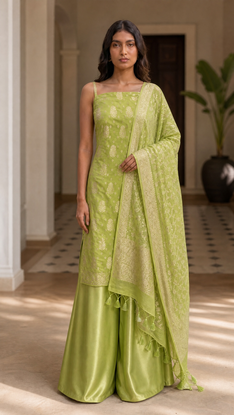 Khaddi Georgette Handlooms Banarasi Dress material