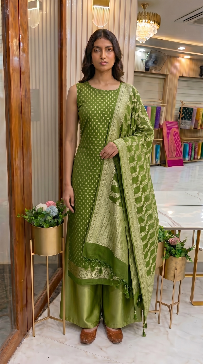Khaddi Georgette Handlooms Banarasi Dress material