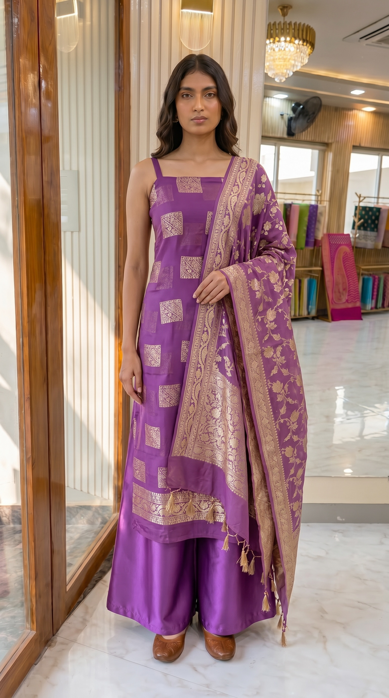 Khaddi Georgette Handlooms Banarasi Dress material