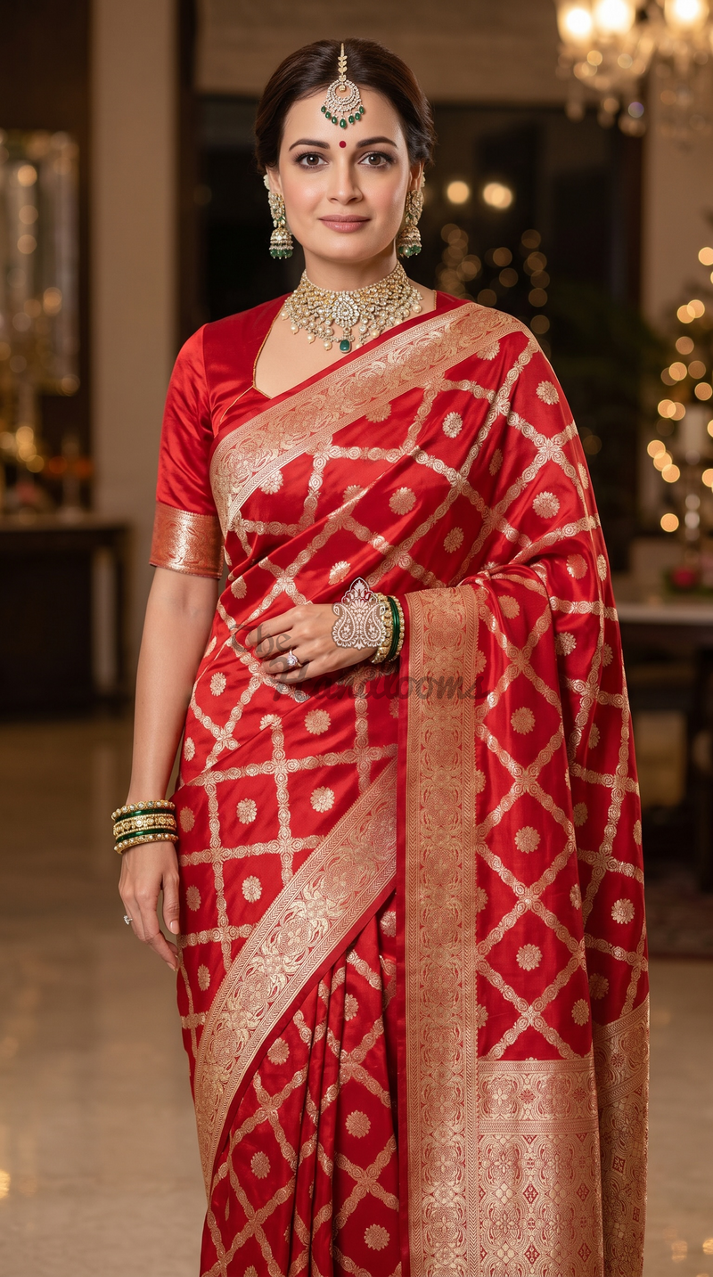 Dia Mirza in Pure Katan Silk Banarasi Handloom Saree