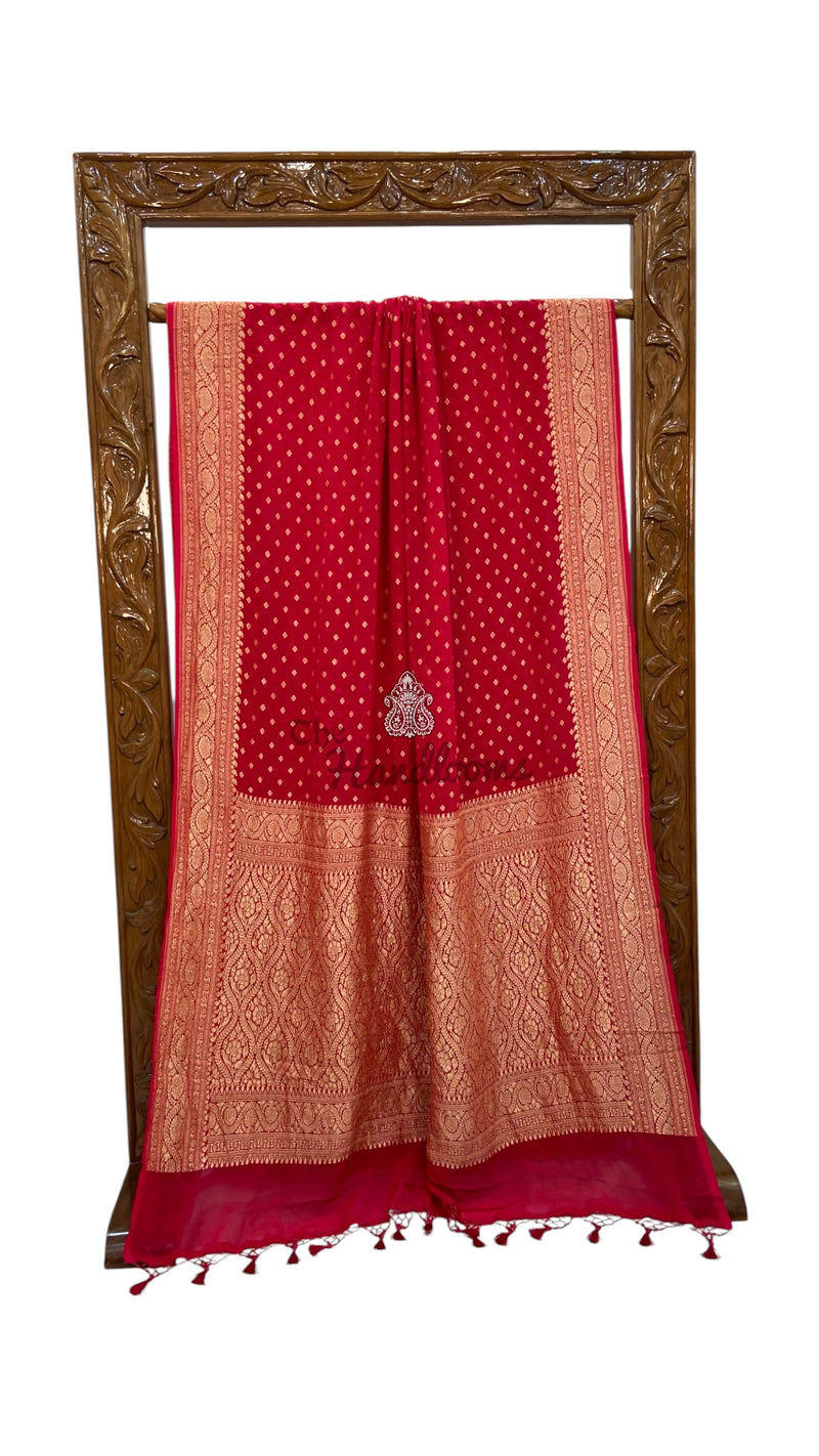 Pure Khaddi Georgette Banarasi Saree -  Gold zari