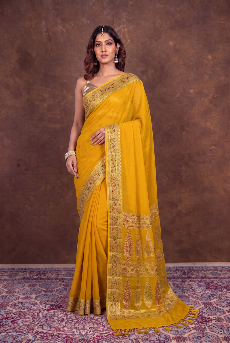 Pure Chiffon Khaddi Banarasi Saree