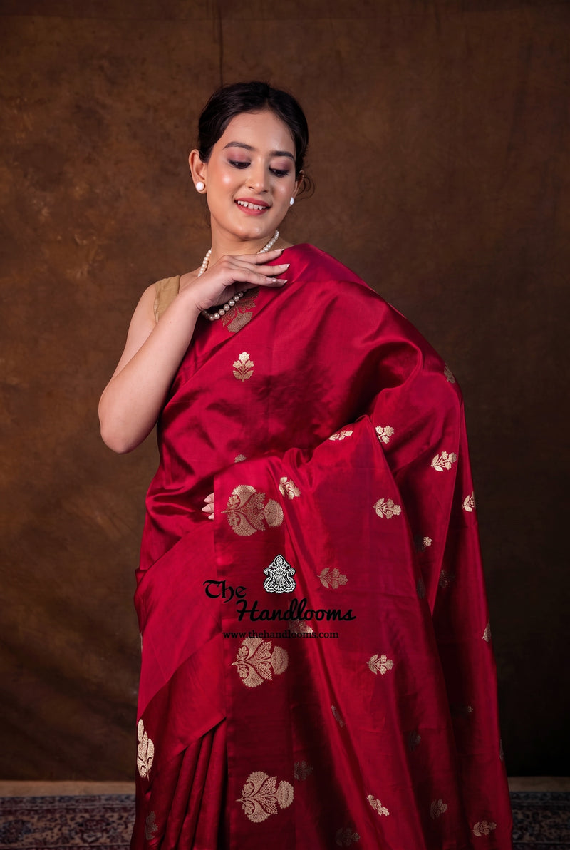 Pure Mango Silk Banarasi Handloom Saree - All over Kadua Motifs