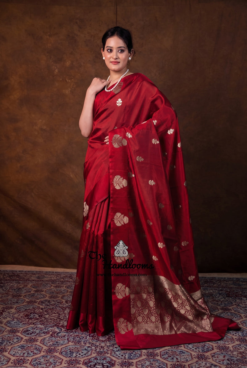 Pure Mango Silk Banarasi Handloom Saree - All over Kadua Motifs