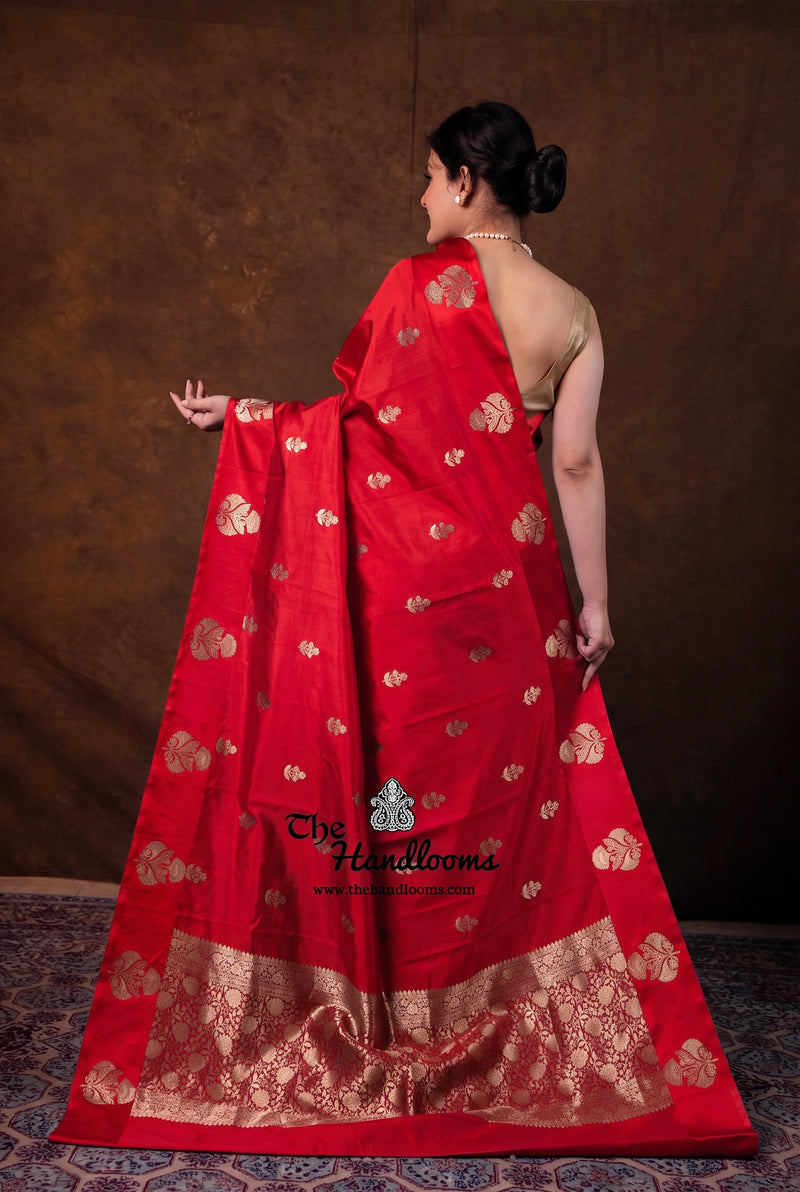 Pure Mango Silk Banarasi Handloom Saree - All over Kadua Motifs