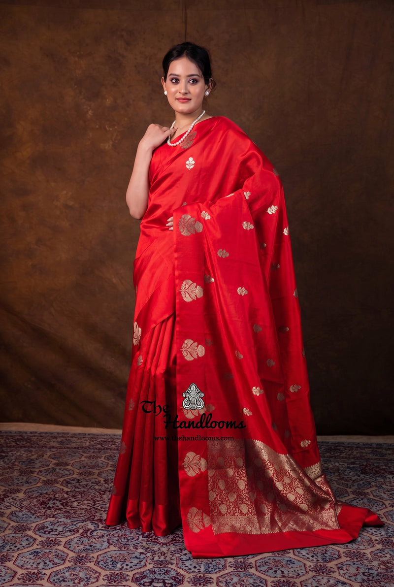 Pure Mango Silk Banarasi Handloom Saree - All over Kadua Motifs
