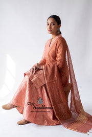 Pure Katan Silk Brocade Kurta with Sharara - The Handlooms