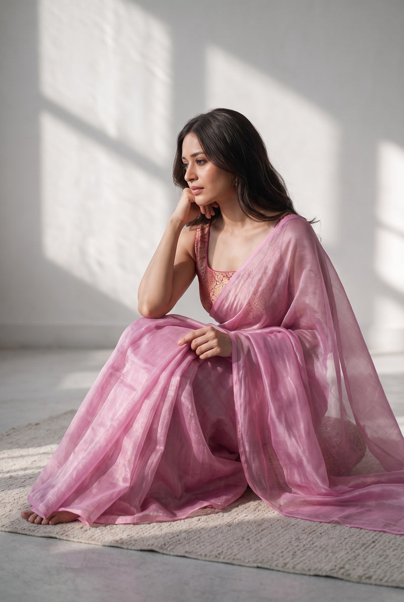 Pure Tissue Silk Handloom Banarasi Saree With Katan Tanchui Brocade Blouse