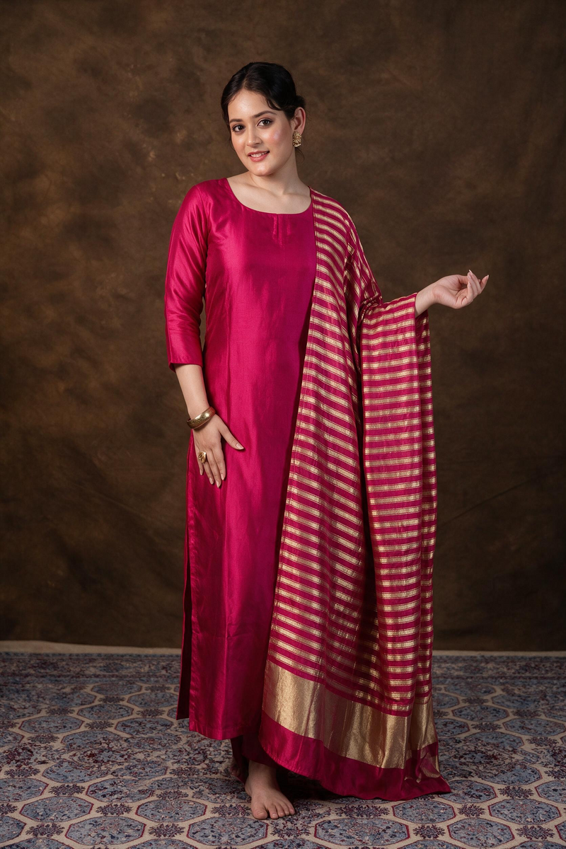 Pure Mango Silk Handloom Banarasi Dress Material