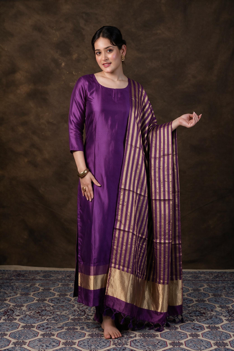 Pure Mango Silk Handloom Banarasi Dress Material