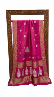 Pure Tussar Georgette Handloom Banarasi Saree - All Over Kadua Motifs - The Handlooms