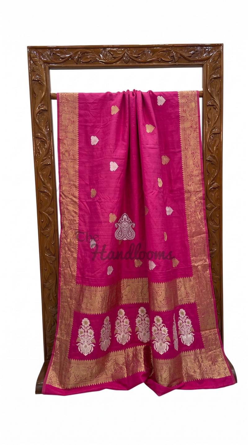 Pure Tussar Georgette Handloom Banarasi Saree - All Over Kadua Motifs - The Handlooms