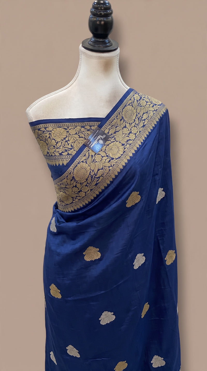Pure Tussar Georgette Handloom Banarasi Saree - All Over Kadua Motifs - The Handlooms