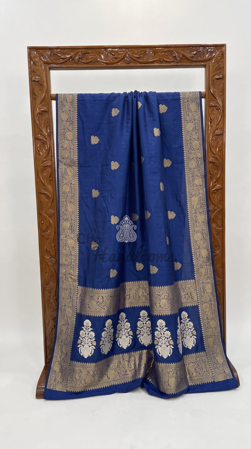 Pure Tussar Georgette Handloom Banarasi Saree - All Over Kadua Motifs - The Handlooms