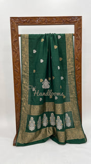 Pure Tussar Georgette Handloom Banarasi Saree - All Over Kadua Motifs - The Handlooms