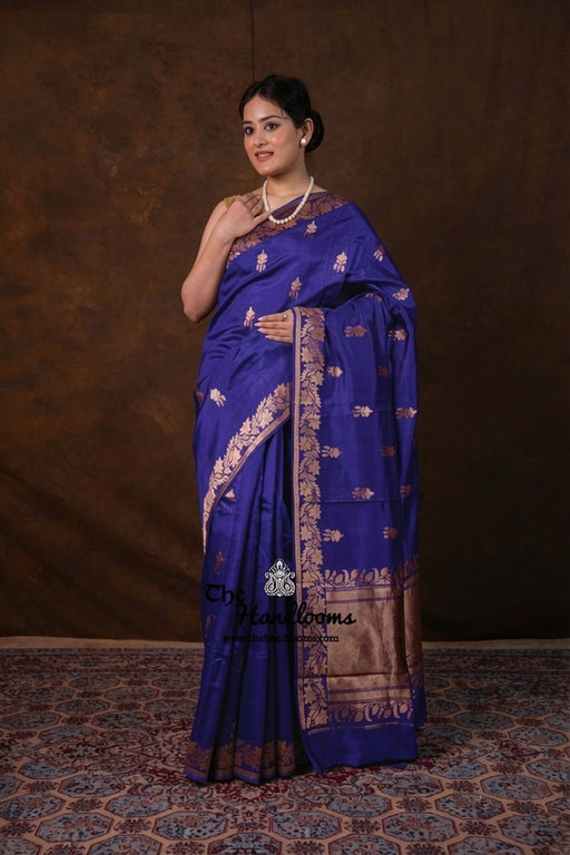 Pure Mango Silk Banarasi Handloom Saree - All over Kadua Motifs - The Handlooms