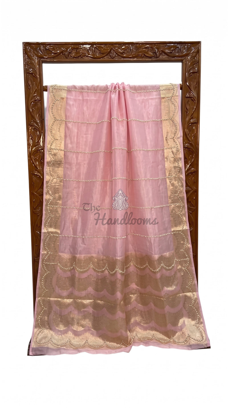 Pure Kora Tissue Silk Handloom Banarasi Saree - Handwork