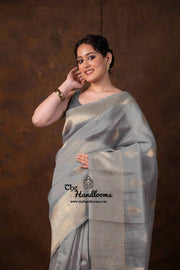 Red Pure Kora Handloom Banarasi Saree - Sona Roopa Alfi Kadua Boota - The Handlooms