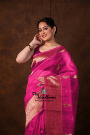 Red Pure Kora Handloom Banarasi Saree - Sona Roopa Alfi Kadua Boota - The Handlooms