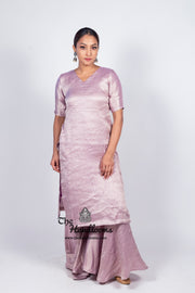 Lilac Pure Khaddi Georgette Brocade Kurta with Sharara - The Handlooms