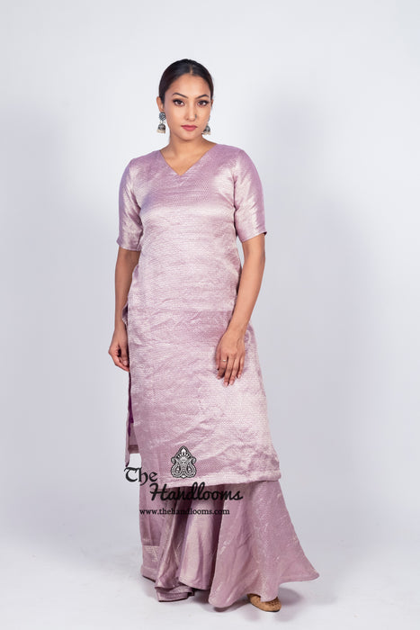 Lilac Pure Khaddi Georgette Brocade Kurta with Sharara