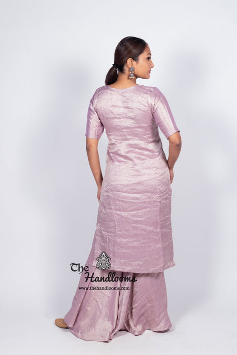 Lilac Pure Khaddi Georgette Brocade Kurta with Sharara