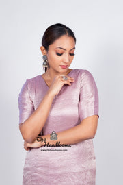 Lilac Pure Khaddi Georgette Brocade Kurta with Sharara - The Handlooms