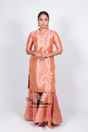 Pure Katan Silk Brocade Kurta with Sharara - The Handlooms
