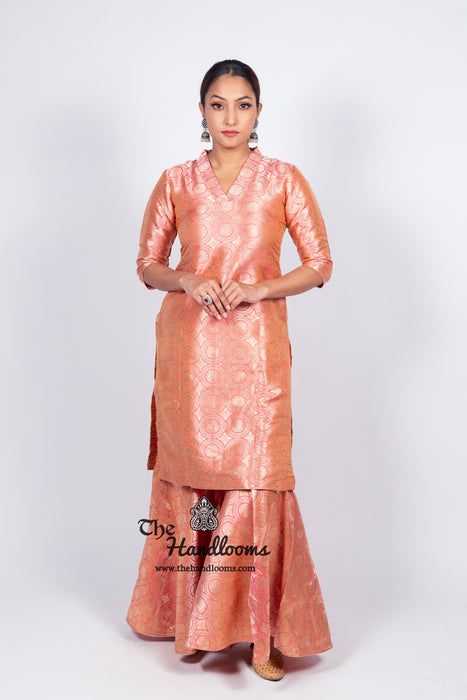 Pure Katan Silk Brocade Kurta with Sharara