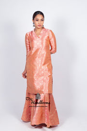 Pure Katan Silk Brocade Kurta with Sharara - The Handlooms
