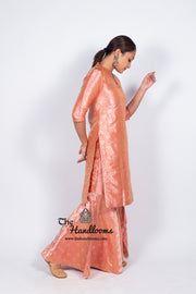 Pure Katan Silk Brocade Kurta with Sharara - The Handlooms