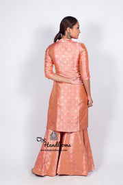 Pure Katan Silk Brocade Kurta with Sharara - The Handlooms