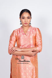 Pure Katan Silk Brocade Kurta with Sharara - The Handlooms