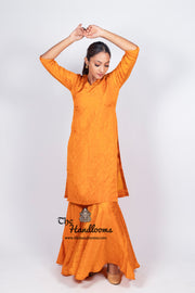 Honey Pure Katan Silk Brocade Kurta with Sharara - The Handlooms