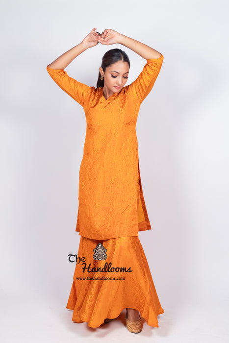 Honey Pure Katan Silk Brocade Kurta with Sharara