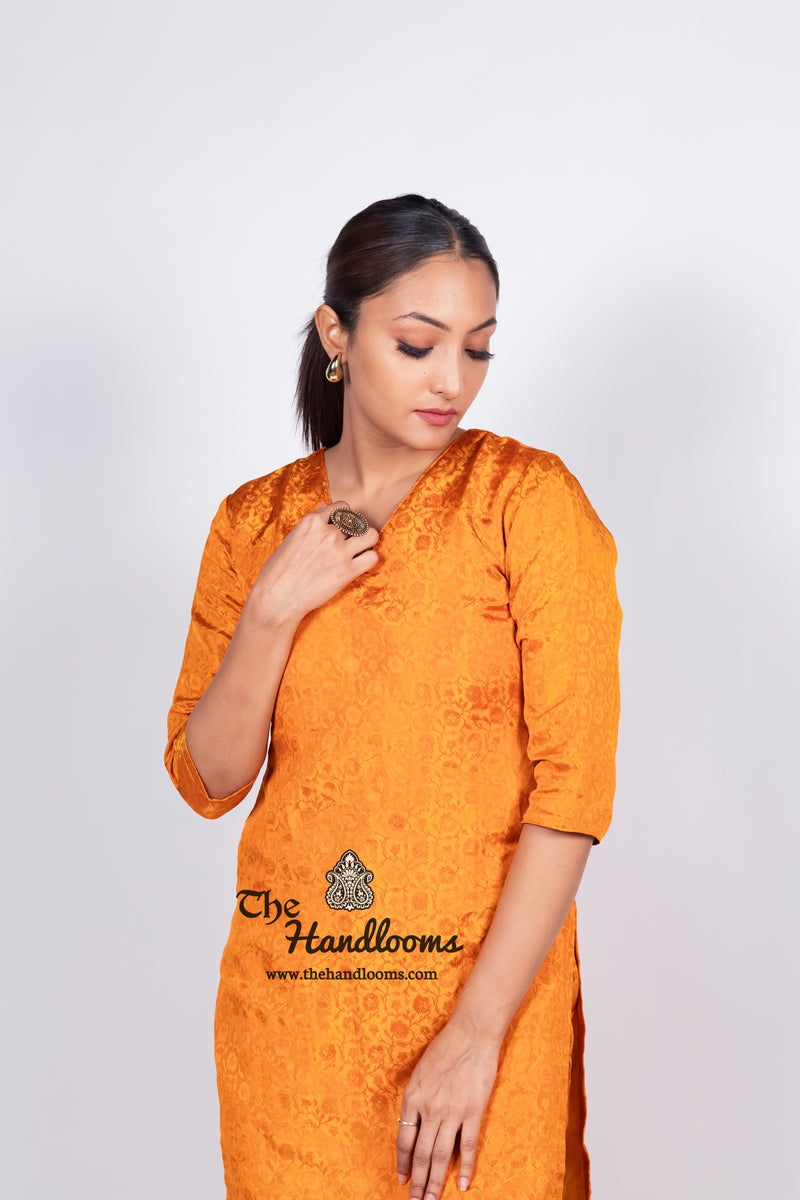 Honey Pure Katan Silk Brocade Kurta with Sharara - The Handlooms
