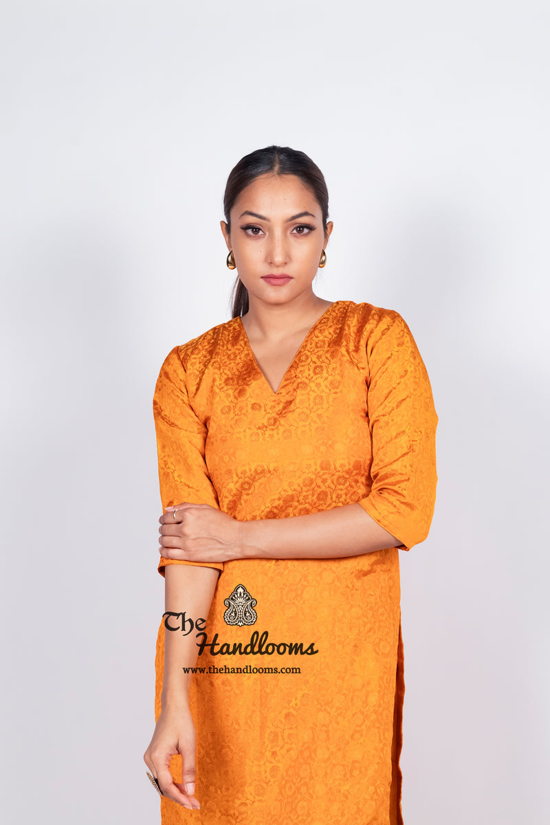 Honey Pure Katan Silk Brocade Kurta with Sharara - The Handlooms