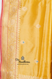 Yellow Pure Katan Silk Banarasi Handloom Saree - All over Kadua motifs With Meenakari - The Handlooms