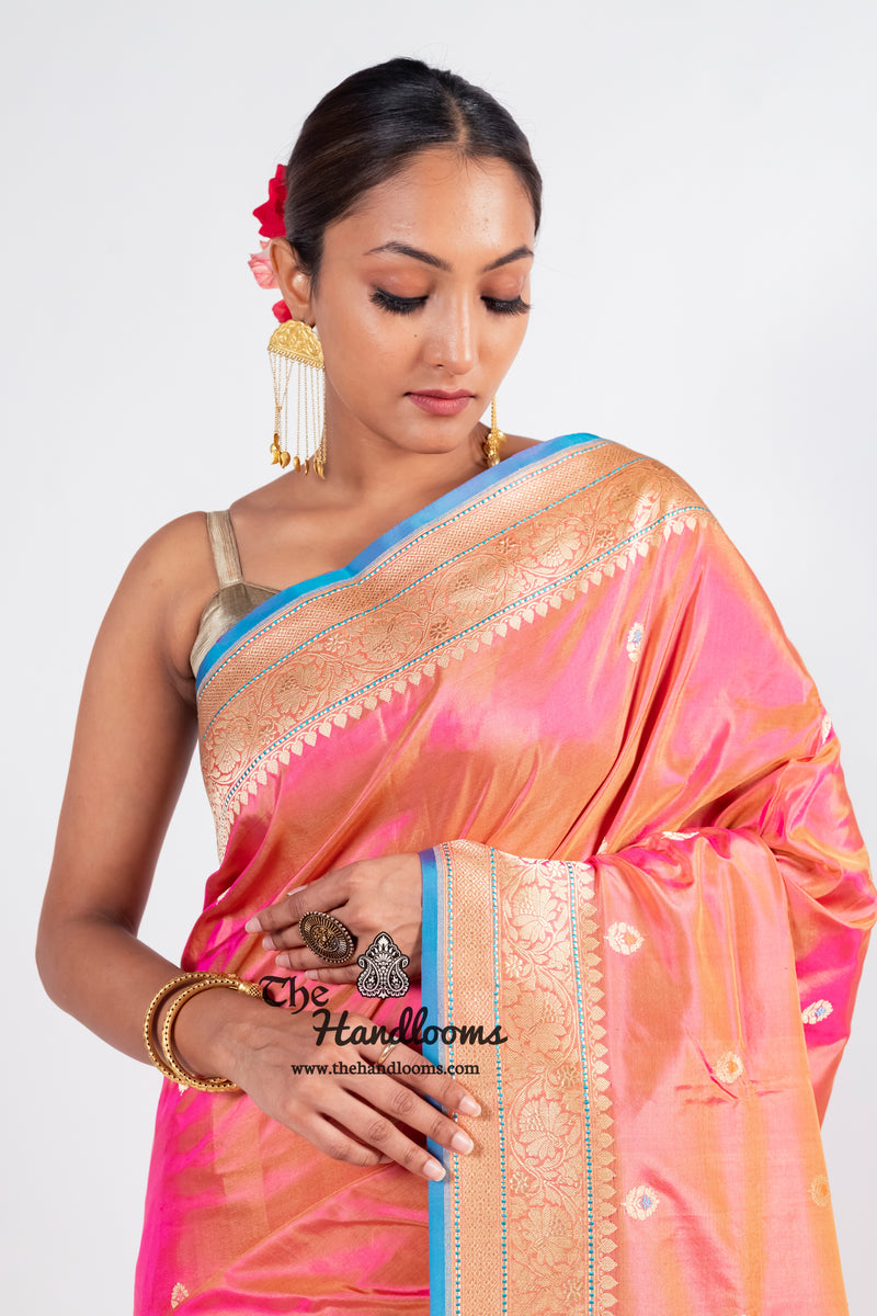 Pure Katan Silk Banarasi Handloom Saree - All over Kadua motifs With Meenakari - The Handlooms