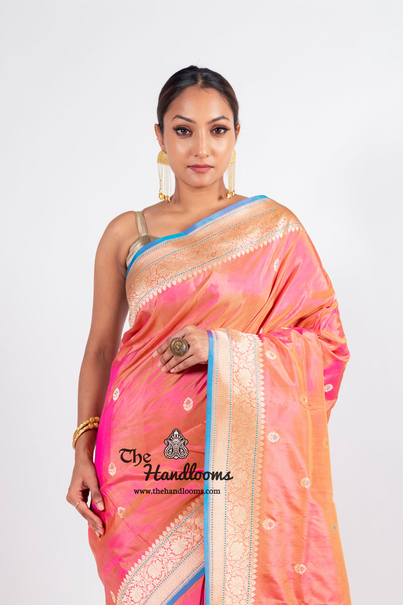 Pure Katan Silk Banarasi Handloom Saree - All over Kadua motifs With Meenakari - The Handlooms