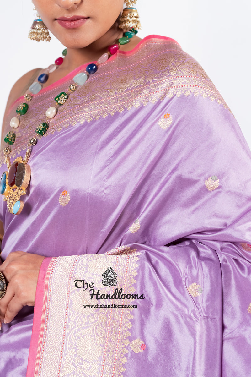 Pure Katan Silk Banarasi Handloom Saree - All over Kadua motifs With Meenakari - The Handlooms