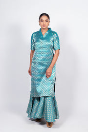 Pure Katan Silk Brocade Kurta with Sharara - The Handlooms