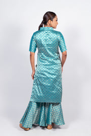 Pure Katan Silk Brocade Kurta with Sharara - The Handlooms