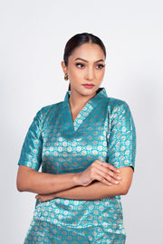 Pure Katan Silk Brocade Kurta with Sharara - The Handlooms